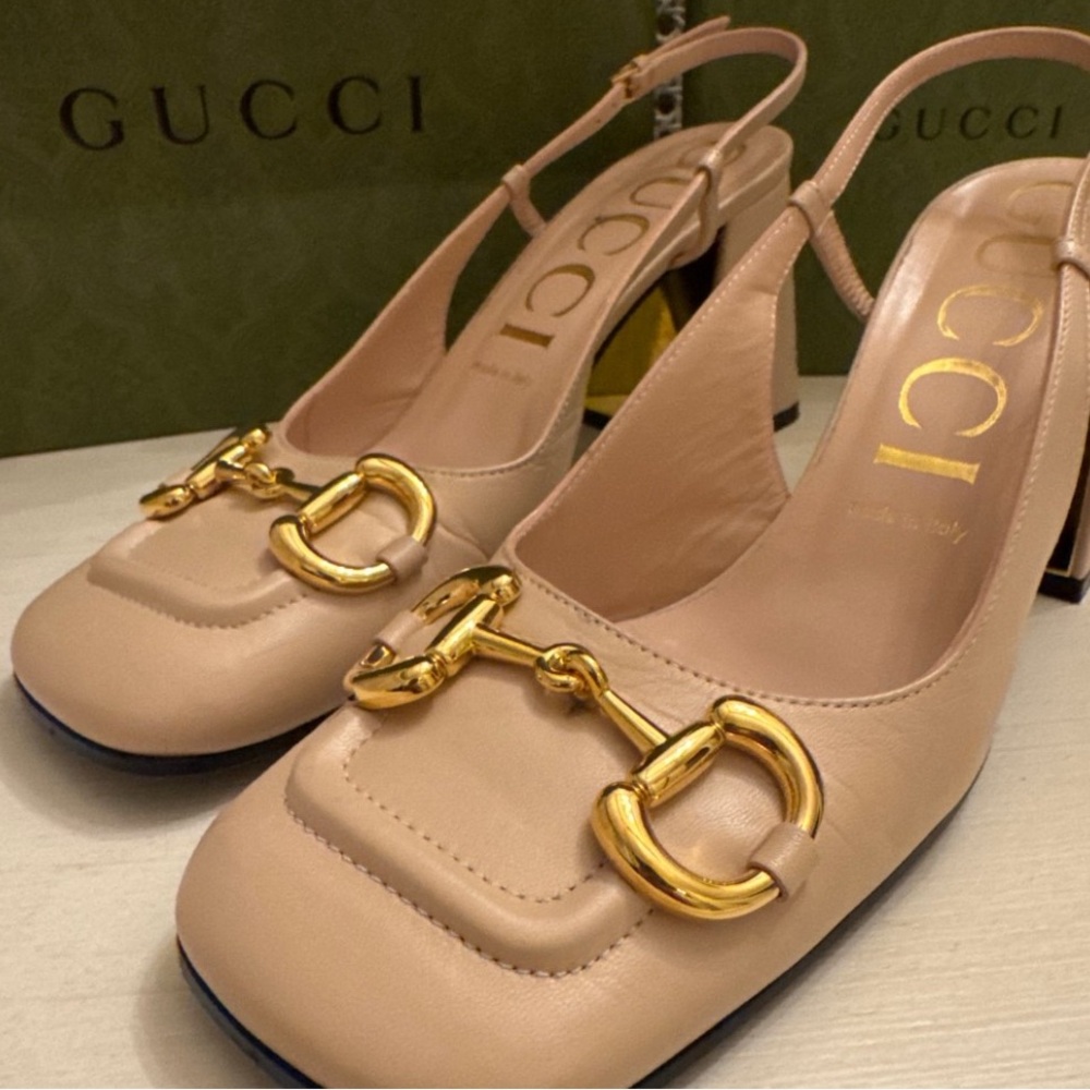 Gucci Women's Blush Leather Slingback Heels